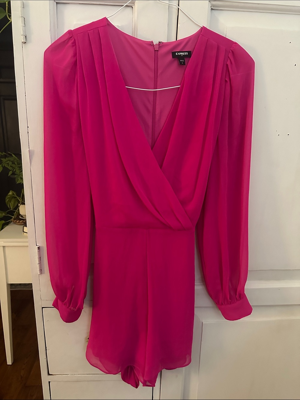 Express Fuchsia Long Sleeve Romper size small